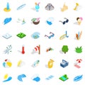 Ocean water icons set, isometric style