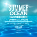 Ocean water party. Tropical summer vacation poster or flyer design template