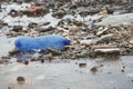 Ocean water pollution with plastic waste and water bottles