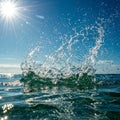Ocean Water Splash with Bright Sunlight Royalty Free Stock Photo