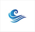 ocean water wave swirl vector logo design for sailing tour and travel business Royalty Free Stock Photo