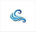 ocean water wave swirl vector logo design for sailing tour and travel business Royalty Free Stock Photo