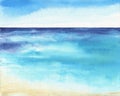 Ocean watercolor hand painting illustration.