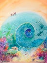Ocean watercolors painted Royalty Free Stock Photo
