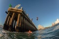 Ocean Waters Surfing Durban Pier Paddle Jump surfers swimmers