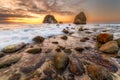 Ocean Sunset Seascape Rocks Nature Landscape Inspirational Scenic High Resolution Royalty Free Stock Photo