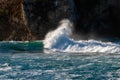 Wave Breaking Ocean Spray Seascape Vacation Royalty Free Stock Photo