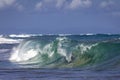 Ocean Wave Closeup Water. Ocean wave closeup detail of upright crashing hollow breaking water. Royalty Free Stock Photo