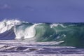 Ocean Wave Closeup Water. Ocean wave closeup detail of upright crashing hollow breaking water. Royalty Free Stock Photo