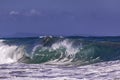 Ocean Wave Closeup Water. Ocean wave closeup detail of upright crashing hollow breaking water. Royalty Free Stock Photo