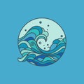 Ocean wave icon blue color Royalty Free Stock Photo