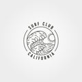 Ocean wave surf line logo vector symbol illustration design, california beach template design Royalty Free Stock Photo