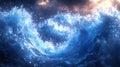 Ocean wave swirling, night sky, dramatic sunset, power, nature Royalty Free Stock Photo