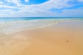 Ocean wave on tropical sandy Jandia beach, Morro Jable, Fuerteventura, Canary Islands, Spain Royalty Free Stock Photo