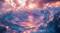 Ocean wave vortex sunset background design Royalty Free Stock Photo