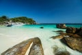 Ocean waves, Beautiful tropical beach and rocky coastline and beautiful forest. Nga Khin Nyo Gyee Island Myanmar. Tropical seas