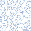 Ocean waves blue and white line seamless pattern.