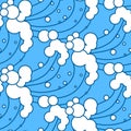 Ocean waves blue and white seamless pattern.