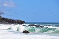 Ocean waves breaking along a rocky beach