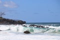 Ocean waves breaking along a rocky beach