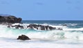 Ocean waves breaking along a rocky beach