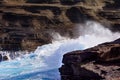 Ocean Waves Crashing against rocks and cliffs with white foam Cl Royalty Free Stock Photo