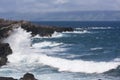 Ocean Waves Crashing On Rocky Shoreline