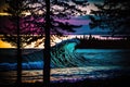 Ocean waves in dark sunset Royalty Free Stock Photo