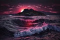 Ocean waves in dark sunset Royalty Free Stock Photo