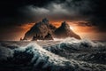 Ocean waves in dark sunset Royalty Free Stock Photo