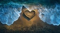 Ocean Waves Frame Sandy Heart Beach Art Royalty Free Stock Photo