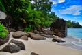 Ocean waves and granite rocks - Anse Intendance, Mahe Island, Seychelles.