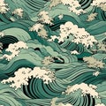 ocean waves japanese style seamless background for textiles, fabrics, covers, wallpapers, print, gift wrapping Royalty Free Stock Photo