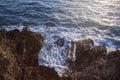 Ocean waves lapping on the rocks