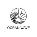 Ocean waves line art