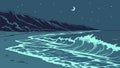 Ocean waves moonlight, night sea serene waters vector design Generative AI Royalty Free Stock Photo