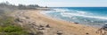 Ocean waves and sandy beach on a sunny day. Nature tropical paradise background. Tuross Head, NSW, Australia Royalty Free Stock Photo