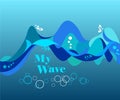 Ocean waving background, vector illustration Royalty Free Stock Photo