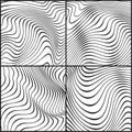 Ocean wavy line vector textures, outline ripple sea waves, striped patterns