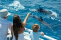 Ocean Wonders: Family Dolphin Watching Royalty Free Stock Photo