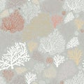 Ocean world seamless pattern with corals and shells Royalty Free Stock Photo