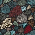 Ocean world seamless pattern with corals and shells Royalty Free Stock Photo