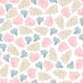 Ocean world seamless pattern with corals and shells Royalty Free Stock Photo