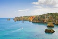 Ocean and yellow rocks in Lagos Royalty Free Stock Photo