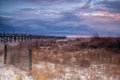 Oceanana Fishing Pier, a coastal landmark in Atlantic Beach at sunset.