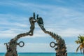 Oceanfront Bronze Statue at Playa Del Carmen, Mexico