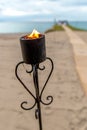 Oceanfront Wedding Torch Royalty Free Stock Photo