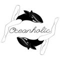 Oceanholic. Vector hand drawn illustration of whale with human legs isolated