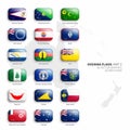Oceania Flags of Dependencies 3D Vector Rounded Glossy Icon Set Isolate On White