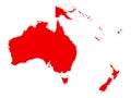 Oceania map - geographic region that includes Australasia, Melanesia, Micronesia and Polynesia Royalty Free Stock Photo